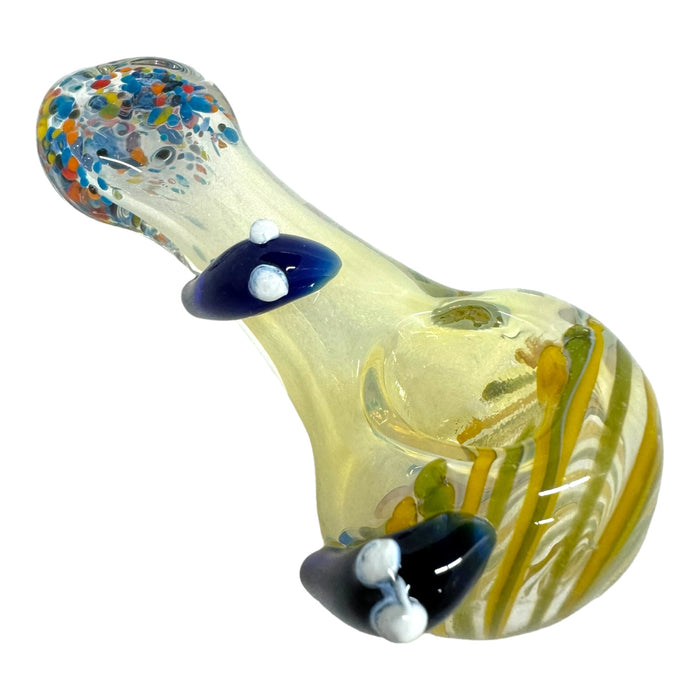 4” Fumed Frit Swirl Dripping Flat Mouth Glass Hand Pipe