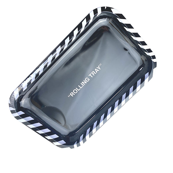 BW Off-White Black Medium Metal Rolling Tray