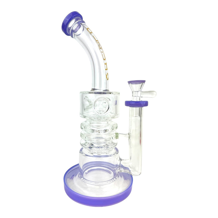 Cali Cloud X 10.5" Straight Tube Puck Bent Neck Color Honey Comb Perc Water Pipe "WP25"