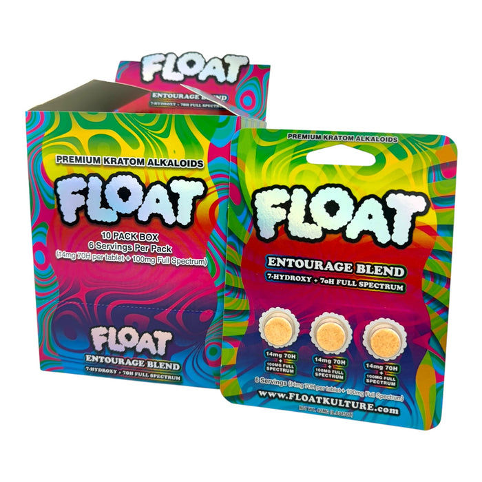 Float Entourage Blend 7-Hydroxy + 100mg Full Spectrum 14mg Tabs 3ct Blister Pack - 10 Pack Display