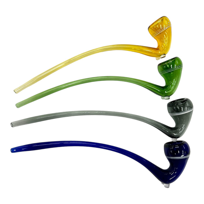 12” Colored White Ring Gandalf Glass Hand Pipe