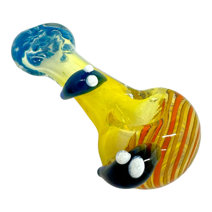 4” Fumed Frit Swirl Dripping Flat Mouth Glass Hand Pipe