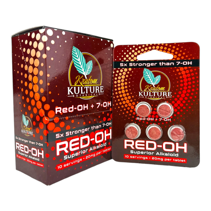 Kratom Kulture 5X Red-OH +7OH 20mg 5 Tablets Blister Pack - 6Pack/ Display