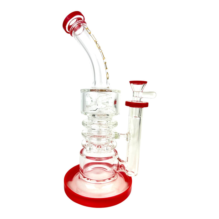 Cali Cloud X 10.5" Straight Tube Puck Bent Neck Color Honey Comb Perc Water Pipe "WP25"