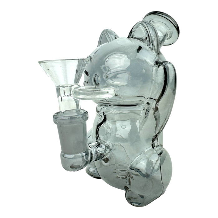 5" Cat Chrome Glass Water Pipe