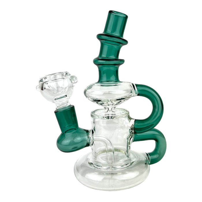 6" Recycler Half Colored Half Clear Glass Water Pipe