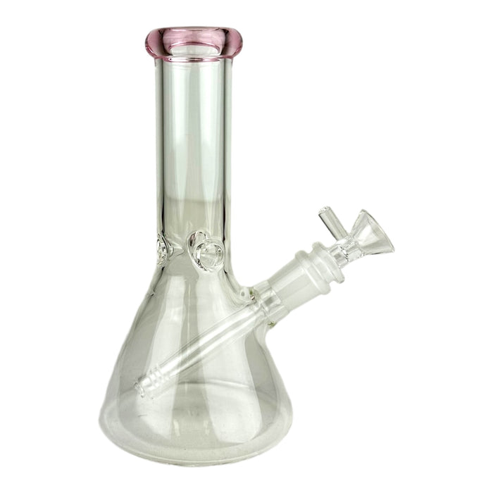 8" Clear Beaker Colored Top w/ Perc Bowl Glass Water Pipe