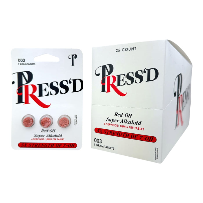 PRESS'D Red 5X Strength of 7-OH & Red OH 18mg Tablets| 3Tab | 25pc Display | 18D/Case