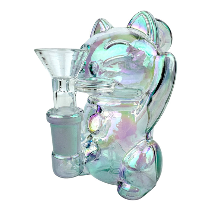 5" Cat Chrome Glass Water Pipe