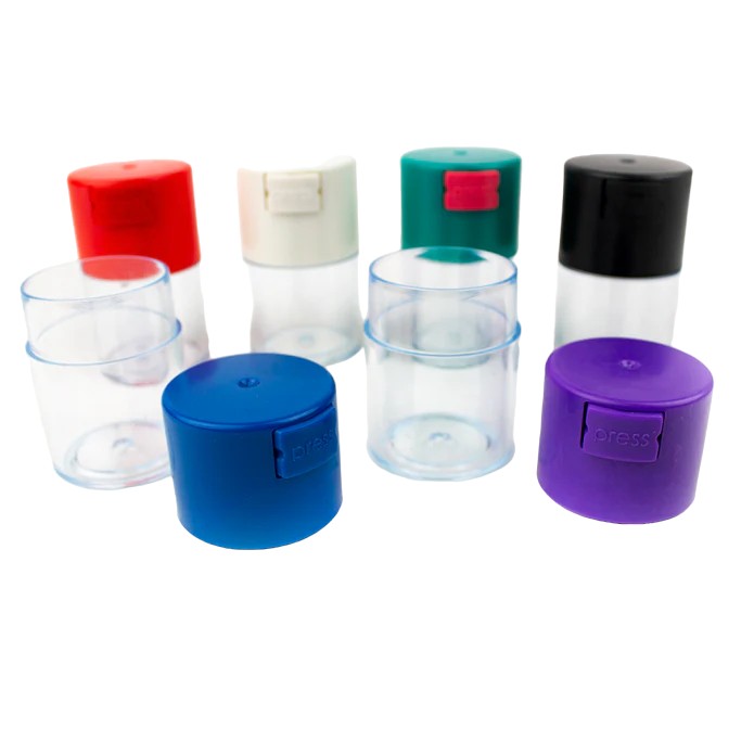 Acrylic Air Tight Mini Jar 60mL 2oz. - Colored Lid Clear Bottom