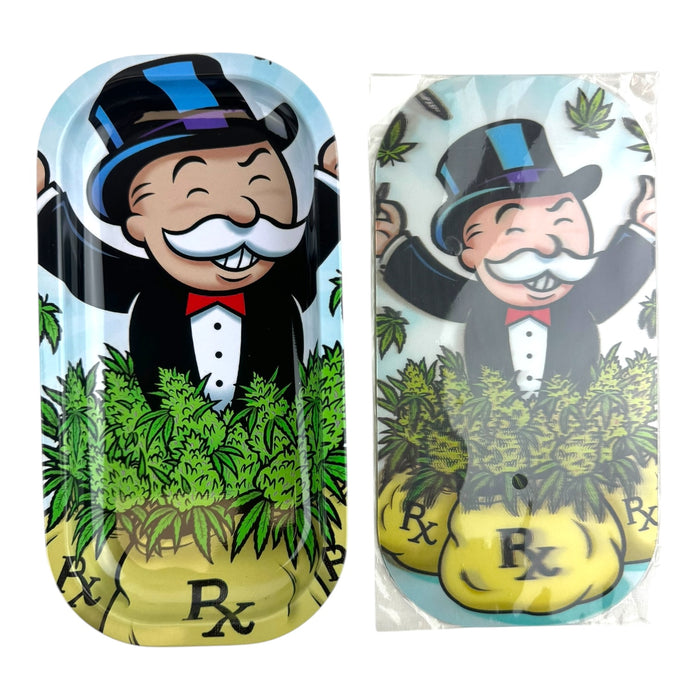 3D Small Metal Rolling Tray With Magnetic Lid 8" X 4"