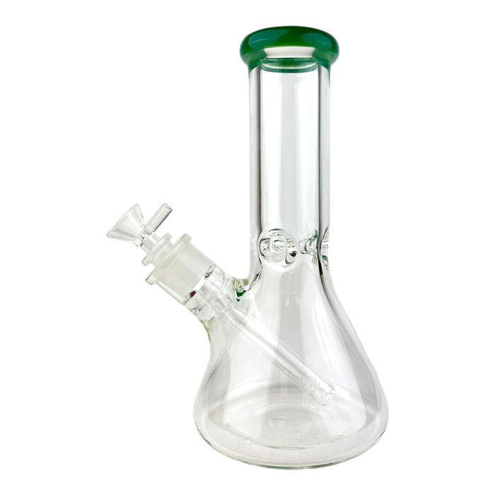 10" 7mm Clear Beaker Colored Top G/G Glass Water Pipe