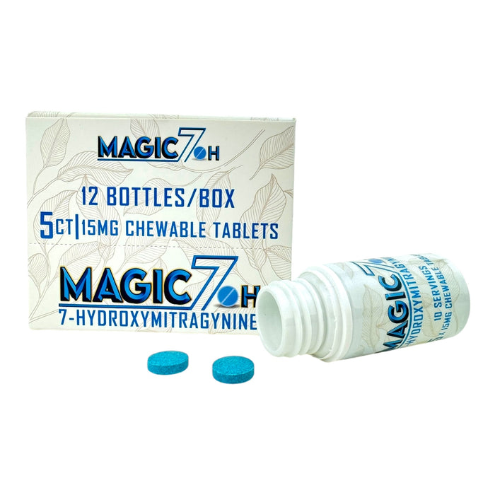 Magic 7oh 7-Hydroxymitragynine 5ct/15mg Chewable Tablets | 12 Bottles per display