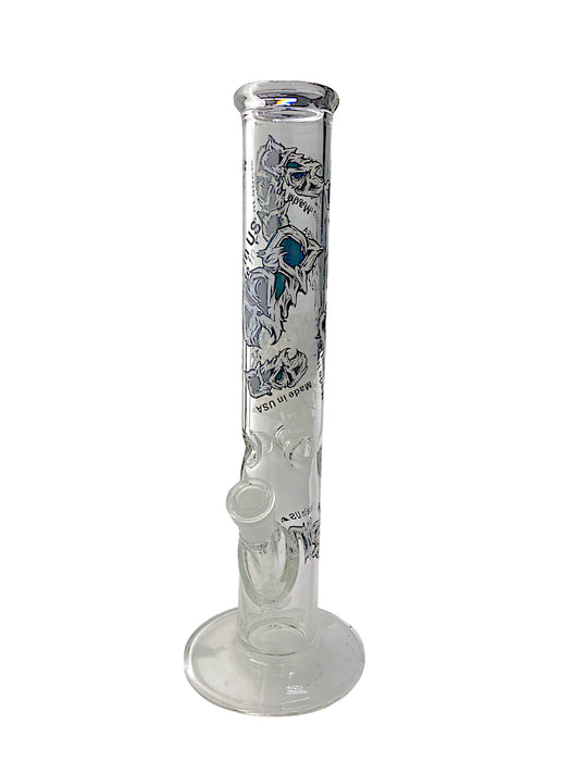 14" Flower Leaf Crystals Glass Pipe