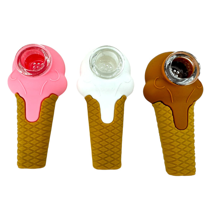 4" Mask Dripping Ice Cream Cone Hand Pipe "SP-64"