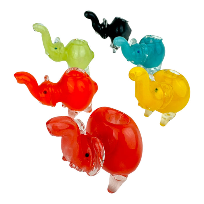 3" Small Elephant Colored - Glass Hand Pipe (Assorted Colors)