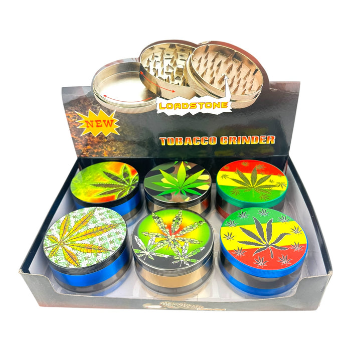 Loadstone Tobacco Grinder - Weed Leaf (6pc Display)