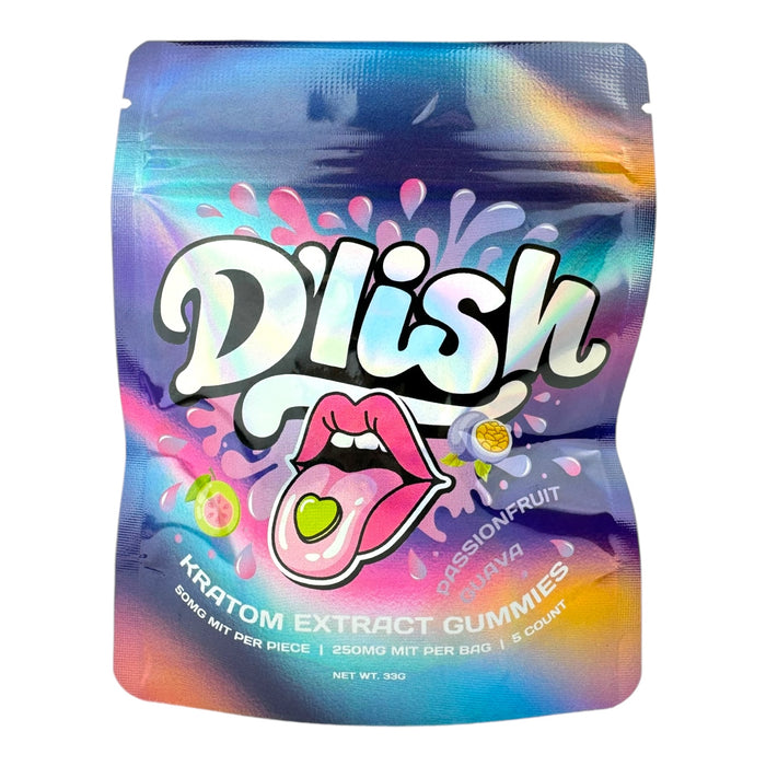 Dlish Kratom Gummies 50mg Mit / Pc | 250mg / 5ct Bag | 10 Bags / Display