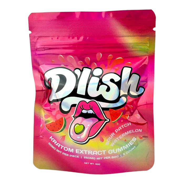 Dlish Kratom Gummies 50mg Mit / Pc | 250mg / 5ct Bag | 10 Bags / Display