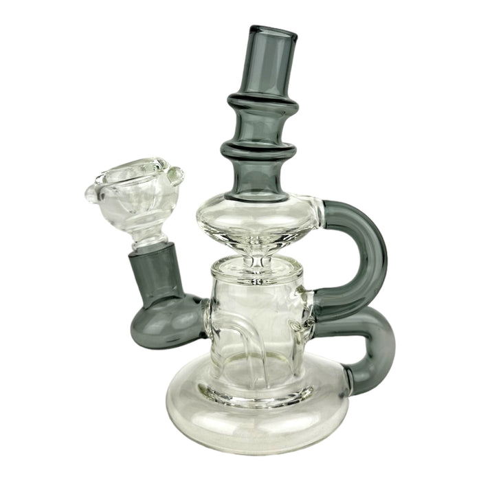 6" Recycler Half Colored Half Clear Glass Water Pipe