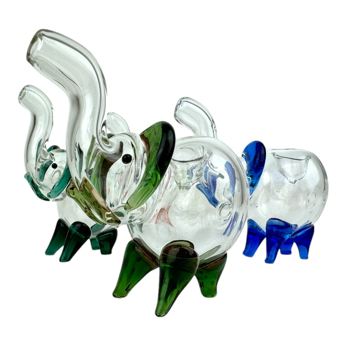 4.5" Clear Colored Elephant - Glass Hand Pipe