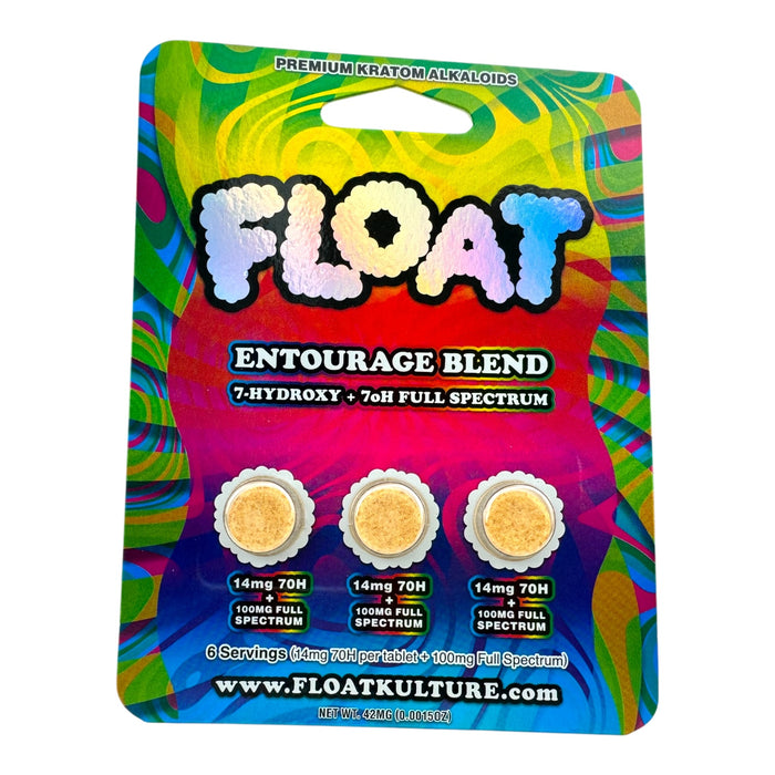 Float Entourage Blend 7-Hydroxy + 100mg Full Spectrum 14mg Tabs 3ct Blister Pack - 10 Pack Display