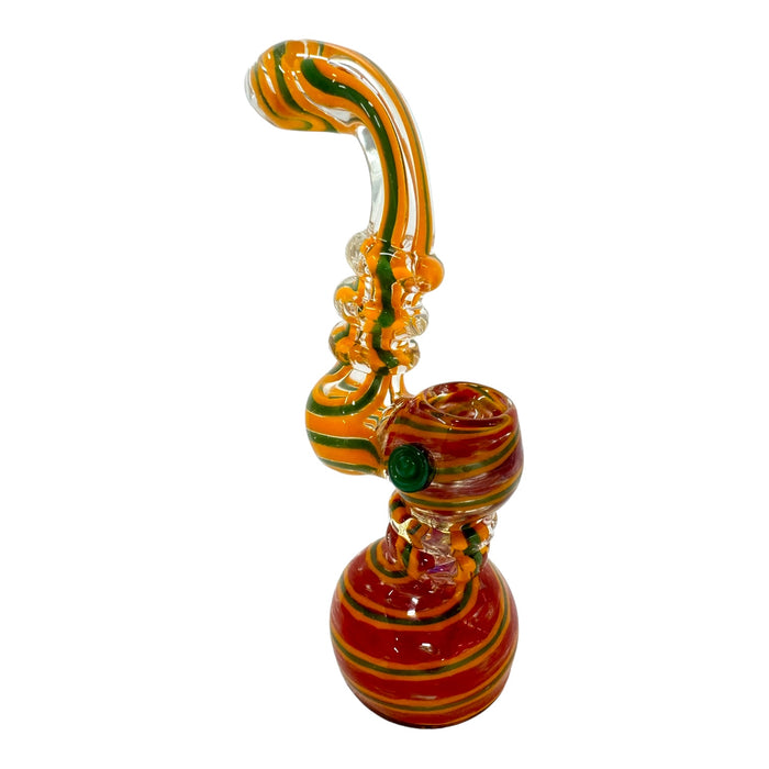 8" Candy Swirl Button Glass Bubbler (Assorted Colord