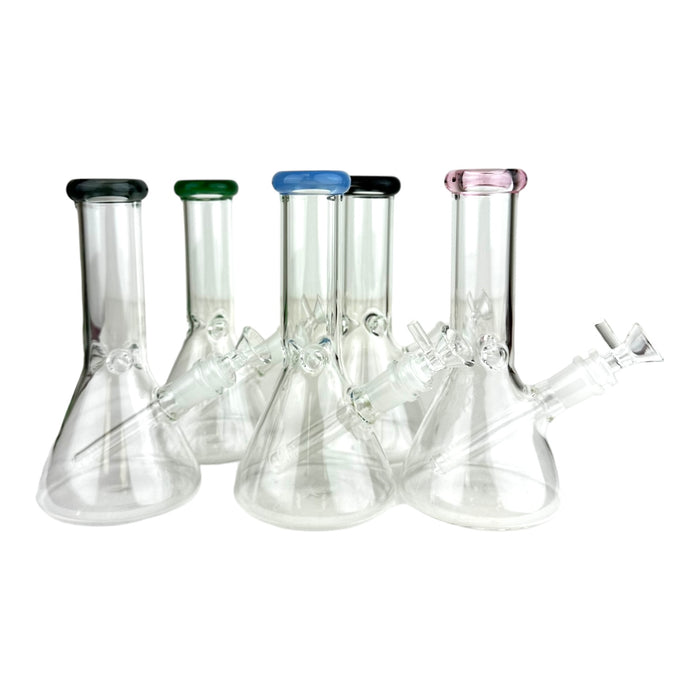 8" Clear Beaker Colored Top w/ Perc Bowl Glass Water Pipe