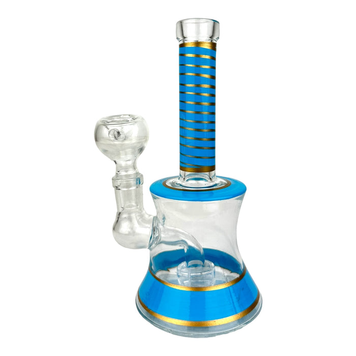 7" Gold Swirl Design Glass Water Pipe