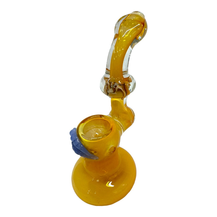 7" Leaf WigWag Fumed Glass Bubbler