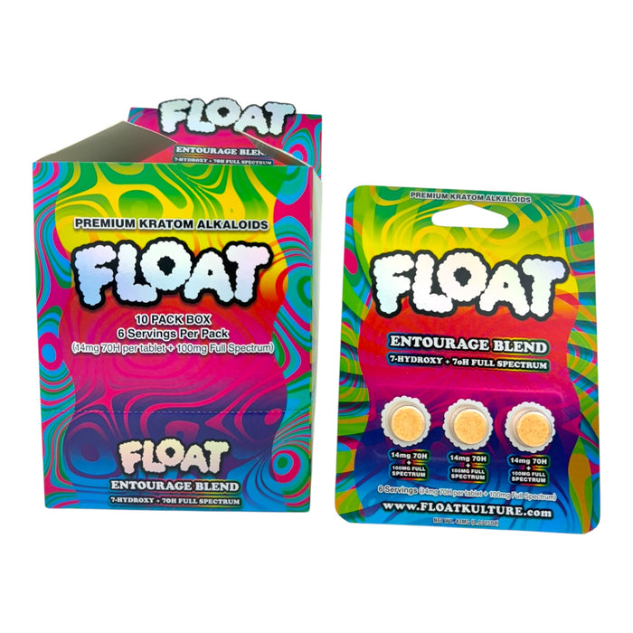 Float Entourage Blend 7-Hydroxy + 100mg Full Spectrum 14mg Tabs 3ct Blister Pack - 10 Pack Display