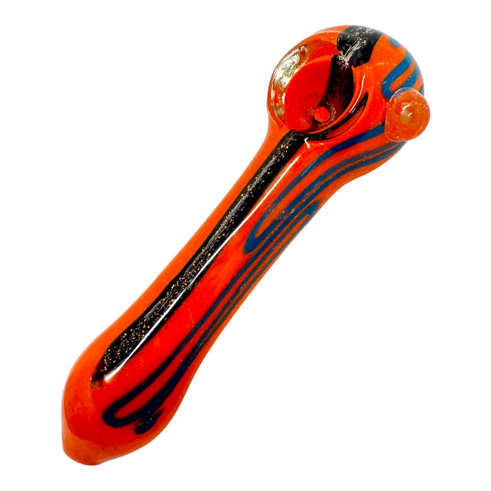 5" Colored Wigwag Dichro Stripe Glass Hand Pipe