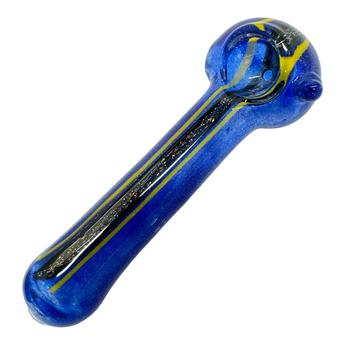 5" Colored Wigwag Dichro Stripe Glass Hand Pipe