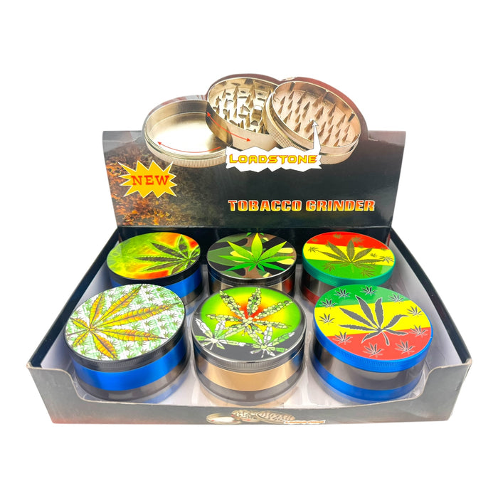 Loadstone Tobacco Grinder - Weed Leaf (6pc Display)