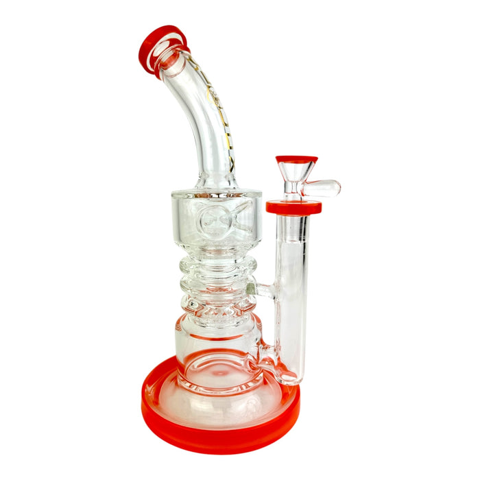 Cali Cloud X 10.5" Straight Tube Puck Bent Neck Color Honey Comb Perc Water Pipe "WP25"