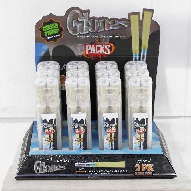 Glones X Packs Pre Rolled Cones with Glass Tips - 2pk King Size (12ct Display) (16Disp/cs)