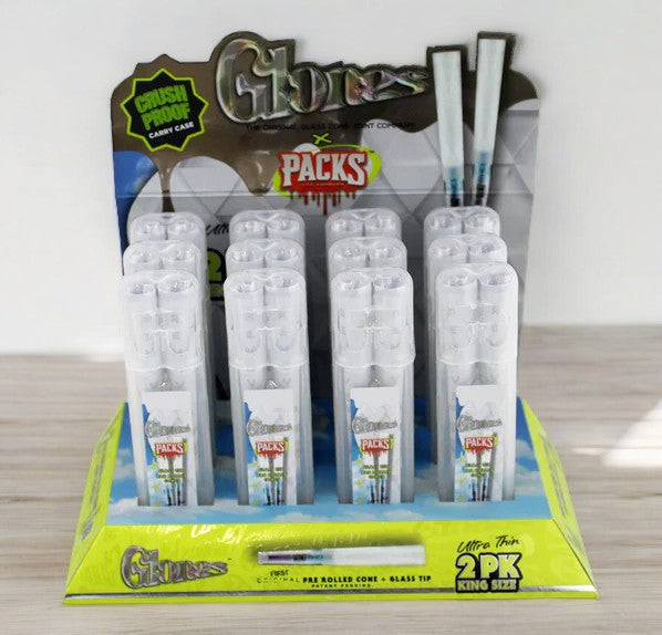 Glones X Packs Pre Rolled Cones with Glass Tips - 2pk King Size (12ct Display) (16Disp/cs)