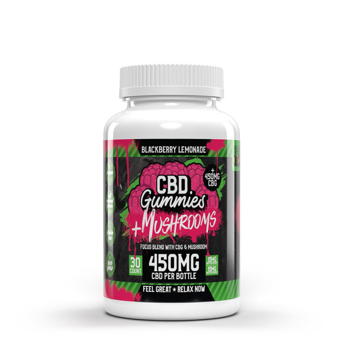 Hemp Bombs - CBD Gummies + Mushrooms 30-count (15mg Per Gummy)  450mg Per Jar