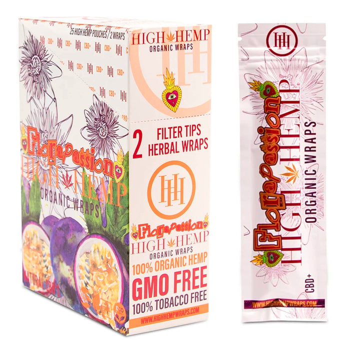 High Hemp Organic Wraps w/ Filter Tips (2 per pack / 25 packs Display)