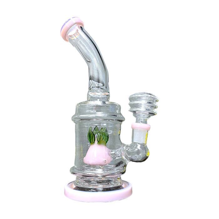 7.5" Bent Neck w/ Leaf Perc Glass Water Pipe