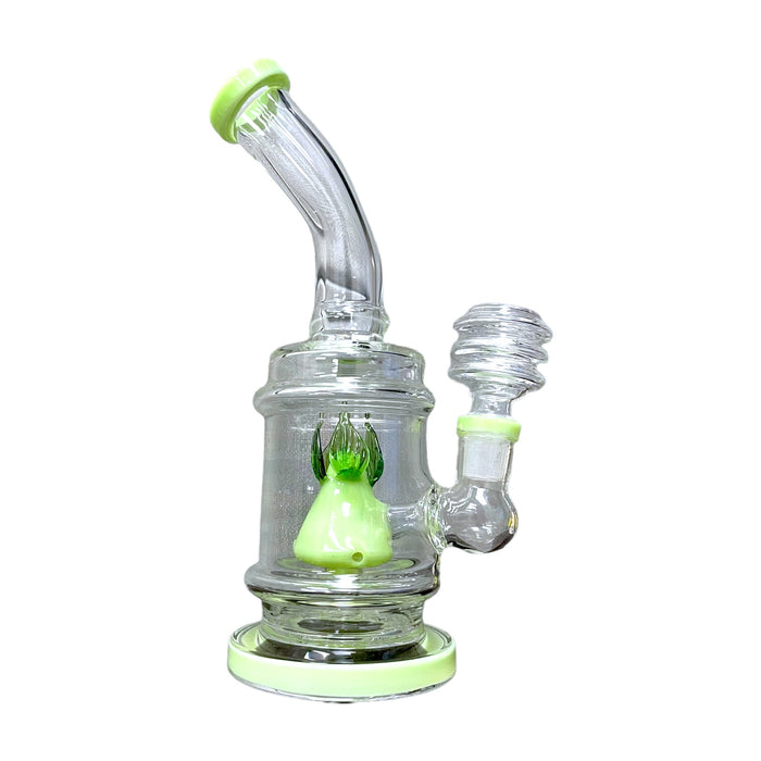 7.5" Bent Neck w/ Leaf Perc Glass Water Pipe