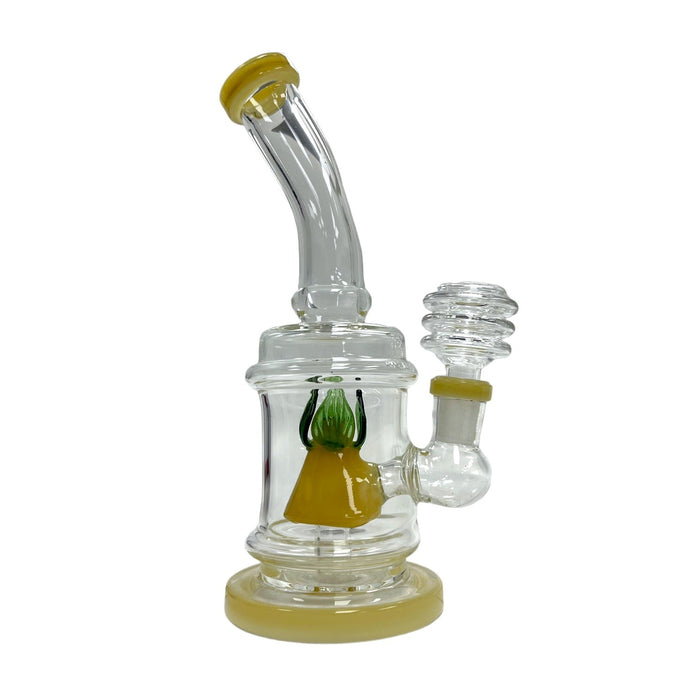 7.5" Bent Neck w/ Leaf Perc Glass Water Pipe