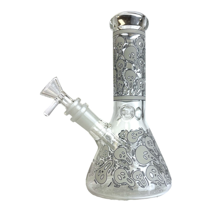 8" Ghost Glow In The Dark Beaker Glass Water Pipe