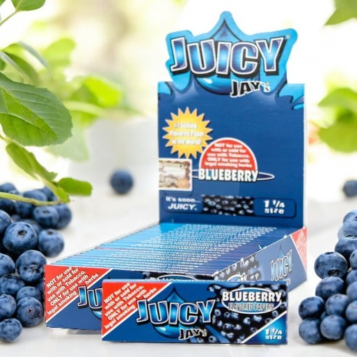 Juicy Jay Rolling Paper 1 1/4" Blueberry Flavor