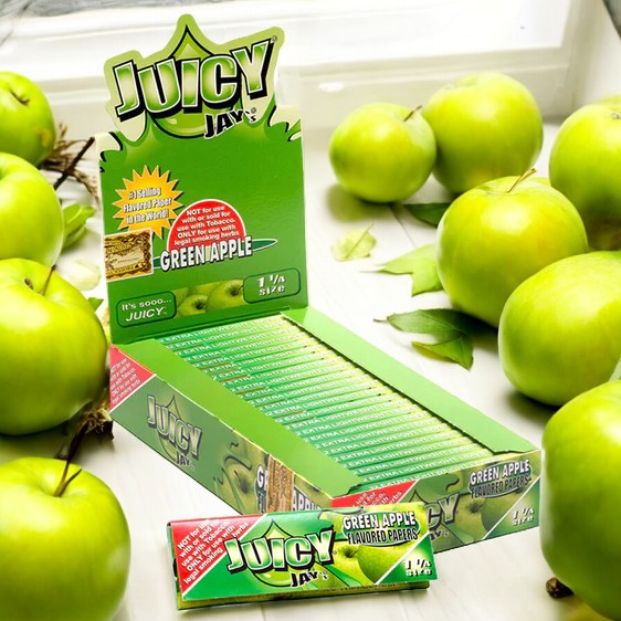 Juicy Jay's 1 1/4" Size Rolling Paper Green Apple Flavor