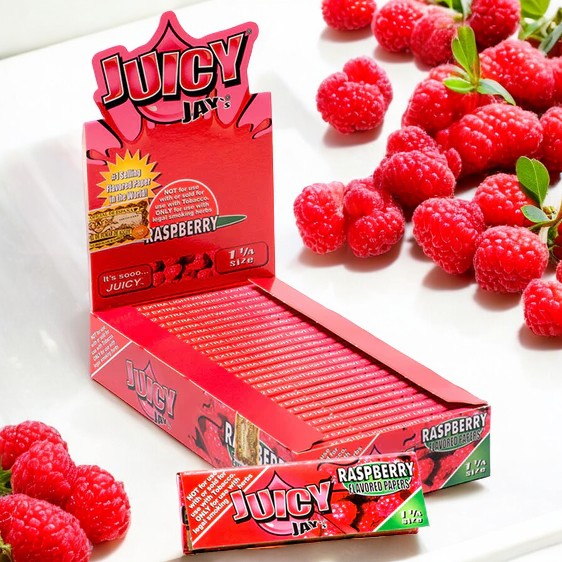 Juicy Jay's 1 1/4" Size Rolling Paper Raspberry Flavor