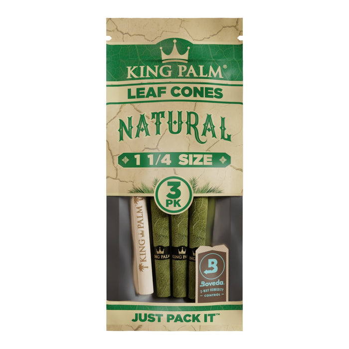 King Palm – Natural 1 1/4 Pre-Rolled Palm Cones 3pk – 84mm  – 15pk Display