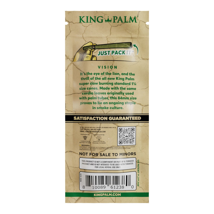 King Palm – Natural 1 1/4 Pre-Rolled Palm Cones 3pk – 84mm  – 15pk Display