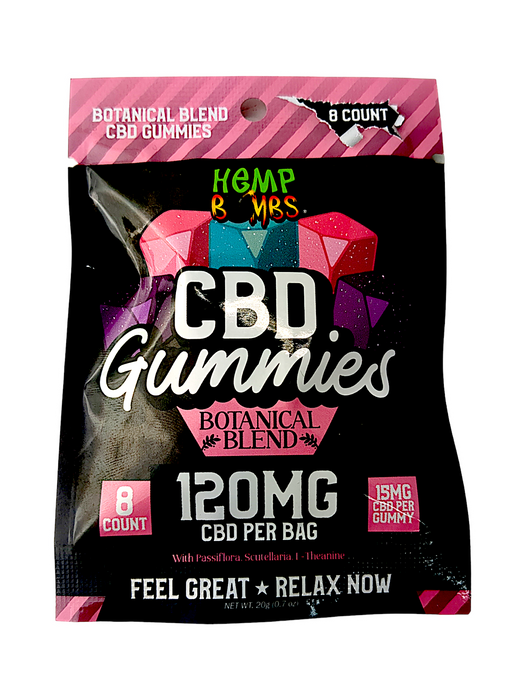 Hemp Bombs - CBD Gummies 8-count (15mg Per Capsules) Single Pack 120mg Per Pack