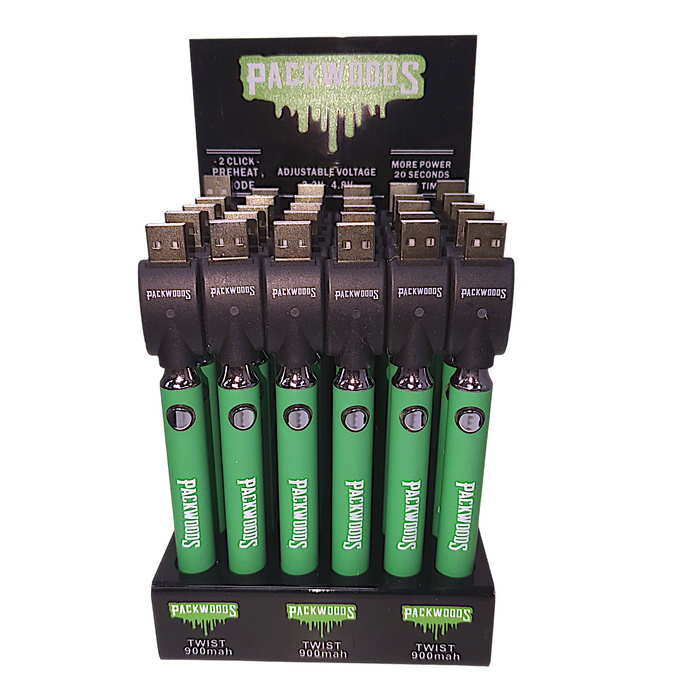 Packwoods Twist Battery 900mah Display - 30 Count 12dis/cs